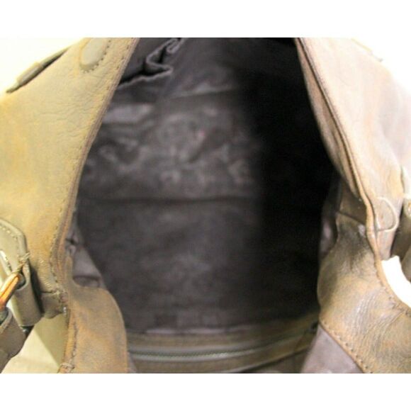 Marc Jacobs OLIVE GRAY DISTRESSED GENUINE LEATHER FLAP SHOULDER BAG CROSS BODY - Picture 9 of 9